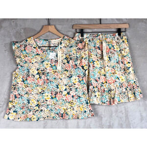 NWT LUNA MOON Top & Skirt Set Sz S‎ Ruffle Floral Eyelet Crop Boho Fairy Cottage